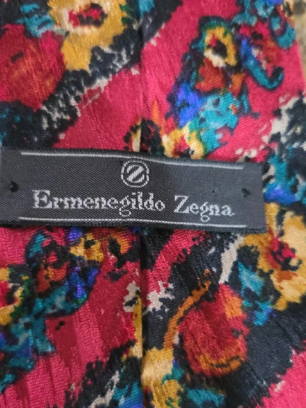 Ermenegildo Zegna Red Floral Diagonal Stripe Silk Tie